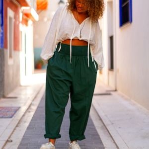 Alexa Trousers: RECYCLED COTTON - Posy Green - 2XL (UK 24-26 ) REG